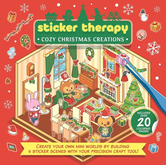 Sticker Therapy: Cozy Christmas Creations: Create Your Own Mini Worlds by Building 6 Sticker Scenes with Your Precision , (Paperback)