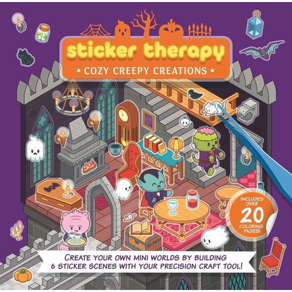 Sticker Therapy: Cozy Creepy Creations: Create Your Own Mini Worlds by Building 6 Sticker Scenes with Your Precision Cra, (Paperback)