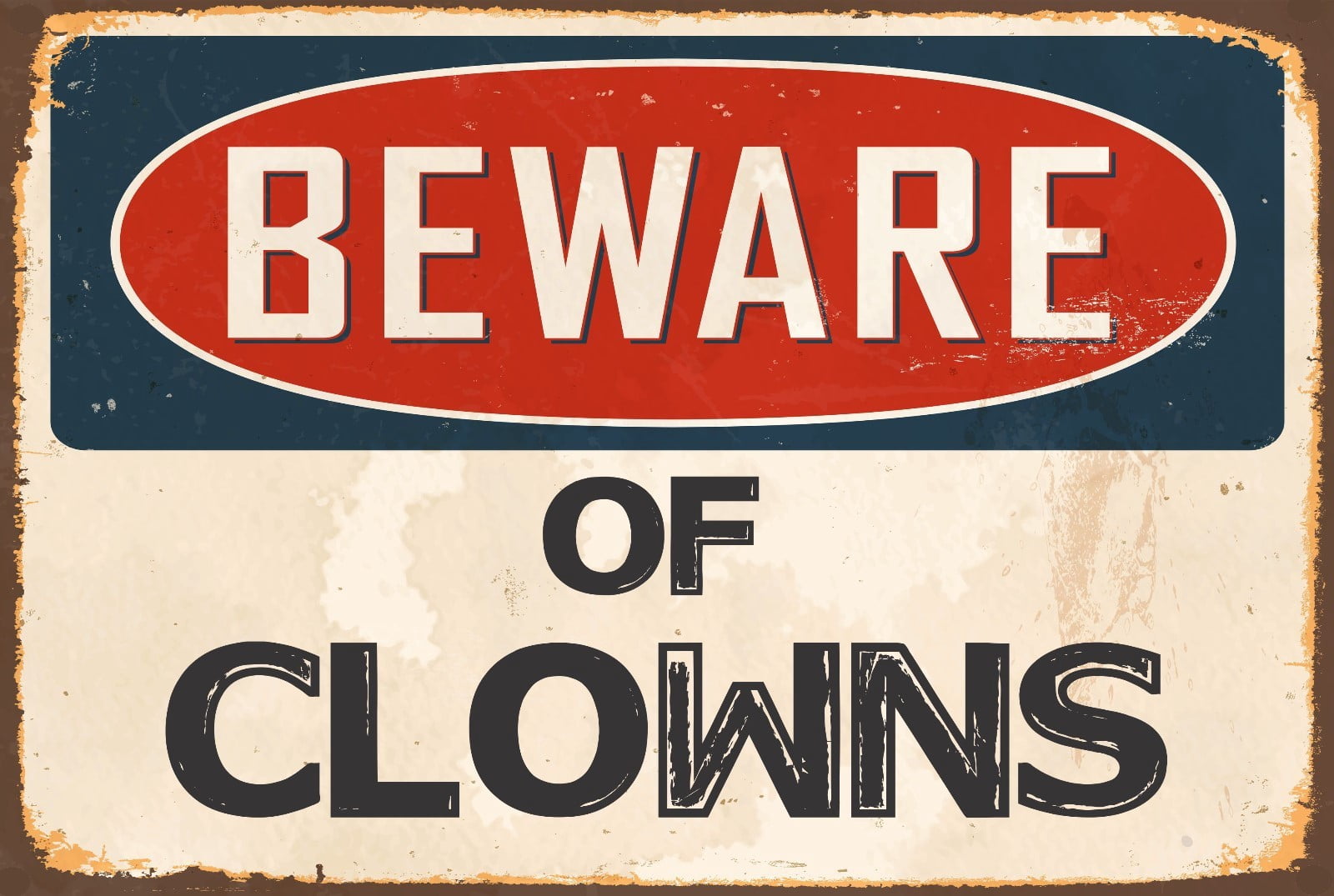 Sticker Tiger Beware of Clown Aluminum 8 x 12 Metal Novelty Vintage ...