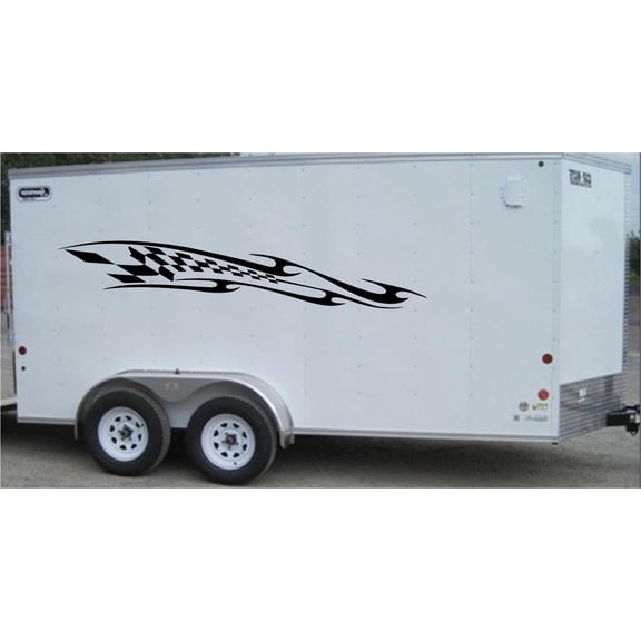 StickerChef Checkered Racing Stripe Trailer Decal - Vinyl Decal - Car Decal -Trailer Sticker - CF025