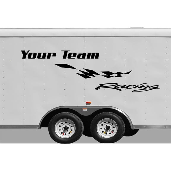 StickerChef Checkered Racing Stripe Trailer Decal Vinyl Decal Custom Text Trailer Sticker CF108