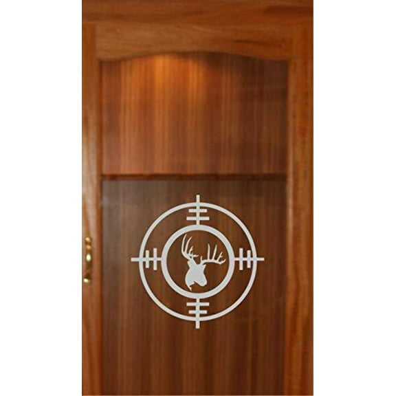 StickerChef Doe Buck Hunting Gun Sight Cabinet Etched Glass Decal