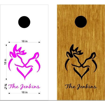StickerChef Heart Name Hunting Buck Deer Cornhole Board Vinyl Decal Sticker