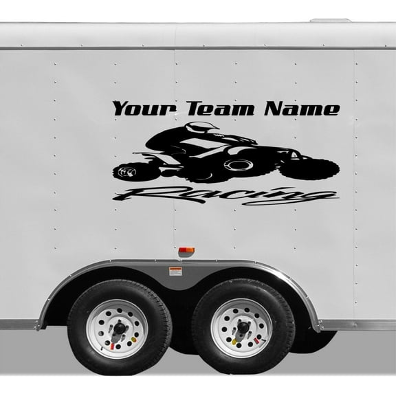 StickerChef Quad 4 Wheeler Racing ATV Decal Vinyl Decal Custom Text Trailer Sticker YT05B