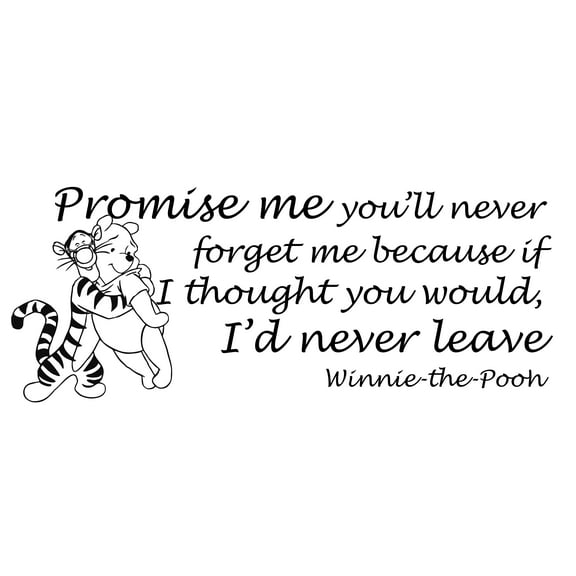 StickerDecal Inspirational Wall Art Quote 20" x 30" | Promise Me You'll Never Forget Me Because If I Thought You Would I'd Never Leave - DIY Stick And Peel Vinyl Home Decoration Sticker