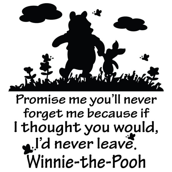StickerDecal Inspirational Wall Art Quote | Promise Me You'll Never Forget Me Because If I Thought You Would I'd Never Leave - 20" x 20" DIY Stick And Peel Vinyl Home Decoration Sticker