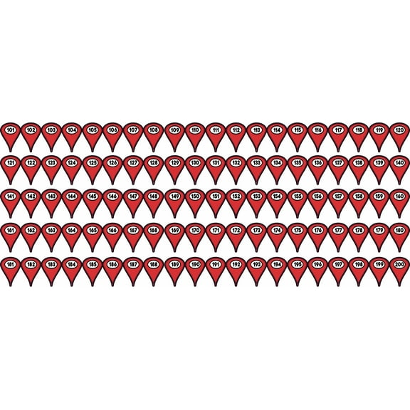 StickerTalk 101-200 Red Map Pointer Vinyl Sticker Sheet, .5 inches x .75 inches