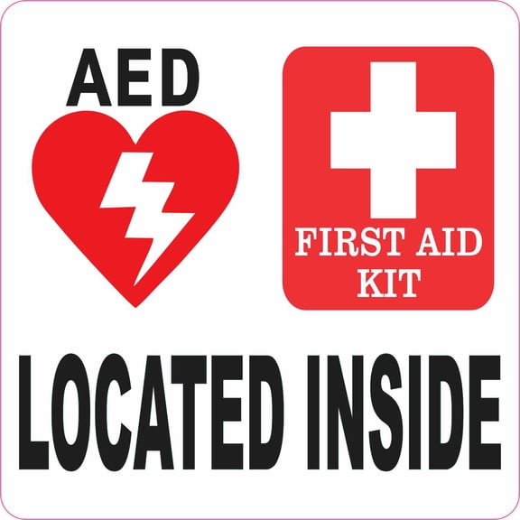 StickerTalk AED First Aid Kit Located Inside Vinyl Sticker, 5 in