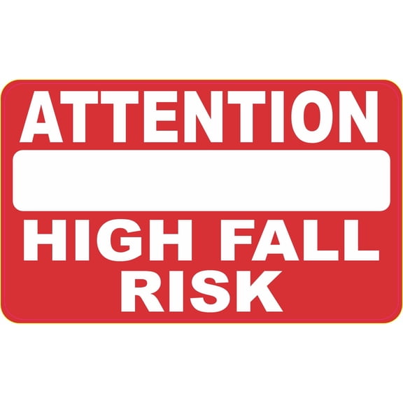 StickerTalk Attention High Fall Risk Red Vinyl Sticker, 5 inches x 3 inches