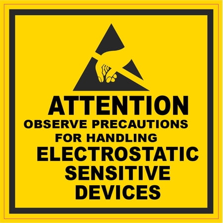StickerTalk Attention Observe Precautions for Handling ESD Vinyl Sticker, 4 inches by 4 inches