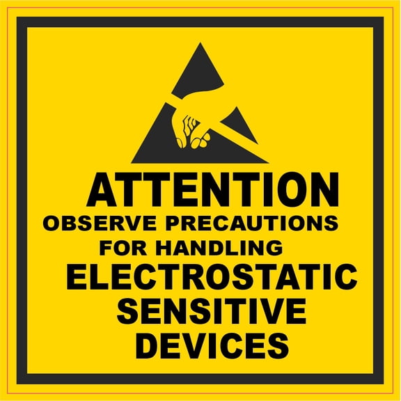 StickerTalk Attention Observe Precautions for Handling ESD Vinyl Sticker, 4 inches by 4 inches
