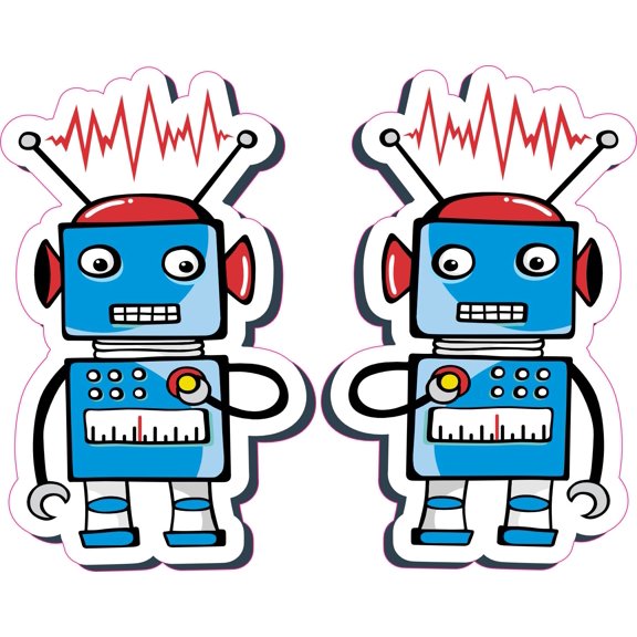 StickerTalk Blue Robot Vinyl Stickers, 2.5 inches x 4 inches