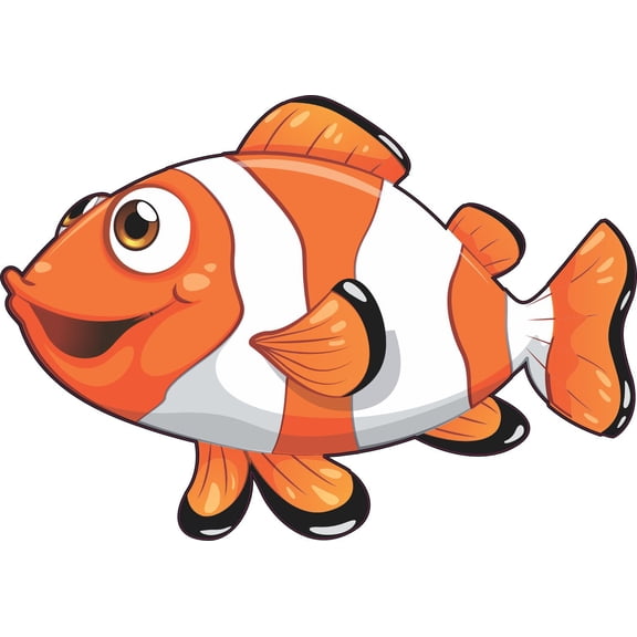 StickerTalk Cartoon Clown Fish Sticker, 5 inches x 3.5 inches