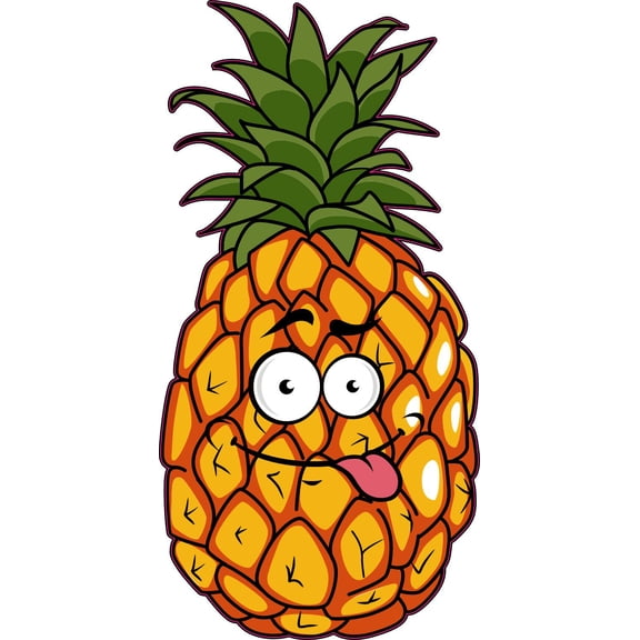 StickerTalk Cartoon Pineapple Vinyl Sticker, 2.5 inches by 5 inches