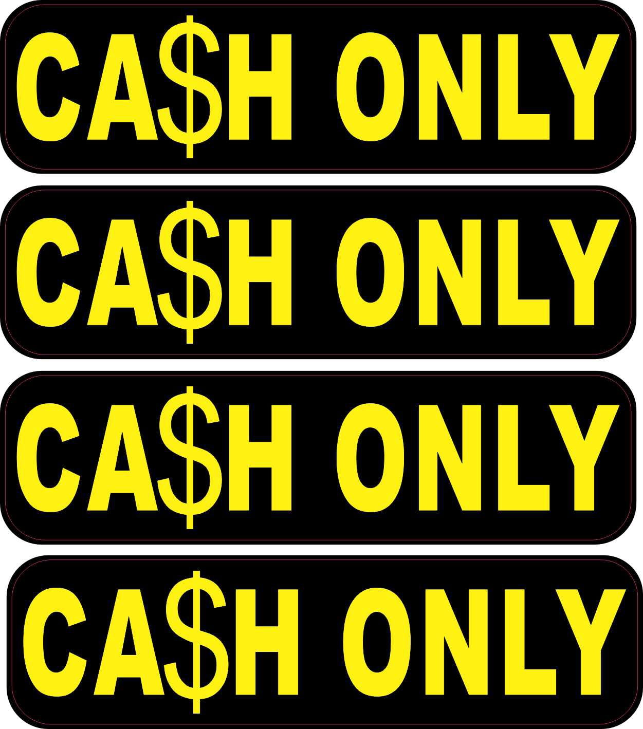 StickerTalk Cash Only Stickers, 4 inches x 1 inches - Walmart.com