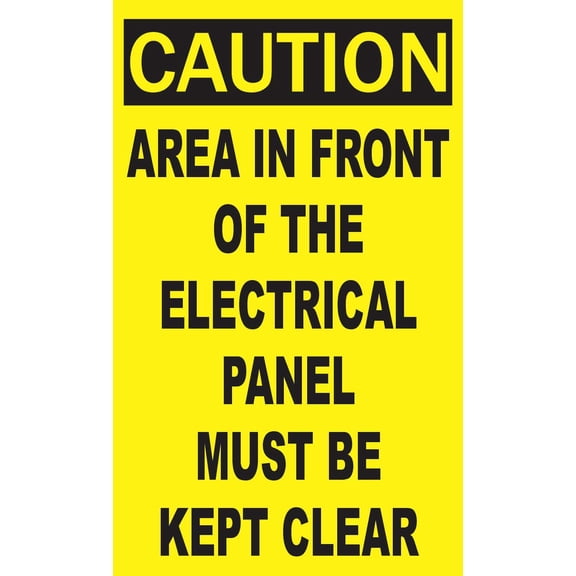 StickerTalk Caution Area in Front of Electrical Panel Must Be Kept Clear Vinyl Sticker, 3 inches by 5 inches