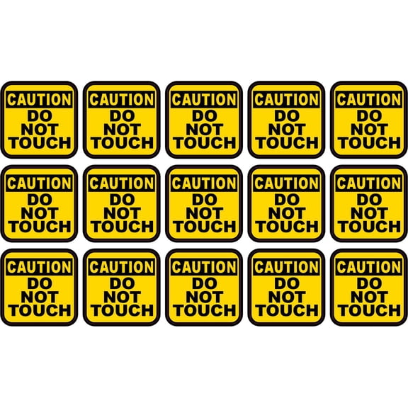 StickerTalk Caution Do Not Touch 15 Pack Vinyl Sticker Sheet, 1 inches x 1 inches
