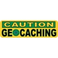 thumbnail image 1 of StickerTalk Caution Geocaching Vinyl Sticker, 10 inches x 3 inches, 1 of 3
