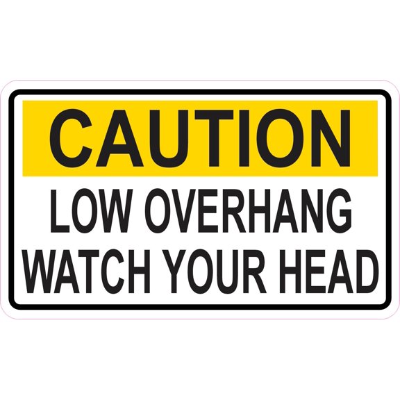 StickerTalk Caution Low Overhang Vinyl Sticker, 5 inches x 3 inches