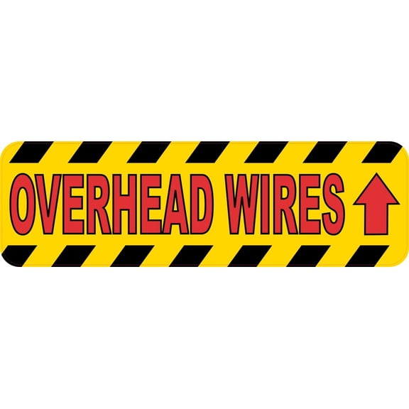 StickerTalk Caution Overhead Wire Sticker, 10 inches x 3 inches