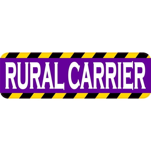 StickerTalk Caution Stripe Purple Rural Carrier Vinyl Sticker, 10 inches x 3 inches