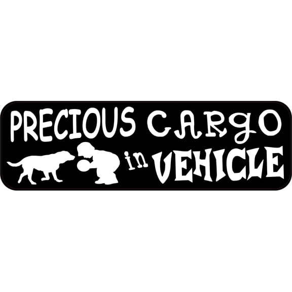 StickerTalk Child and Dog Precious Cargo in Vehicle Vinyl Sticker, 10 inches x 3 inches