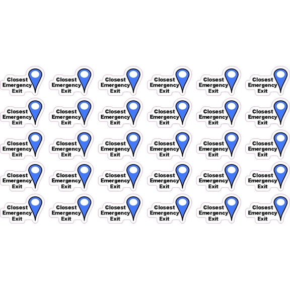 StickerTalk Closest Emergency Exit Blue Map Pointer Stickers, 0.75 inches x 0.5 inches