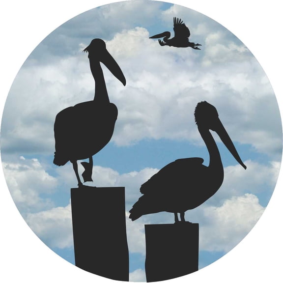 StickerTalk Cloudy Sky Pelicans Vinyl Sticker, 4 inches x 4 inches