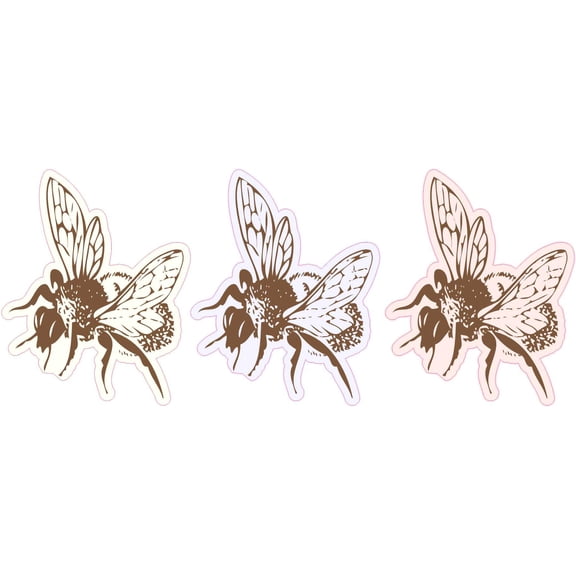StickerTalk Colorful Bee Vinyl Stickers, 1 sheet of 3 stickers, 2 inches x 2.5 inches each