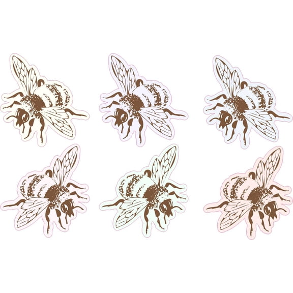 StickerTalk Colorful Bee Vinyl Stickers, 1 sheet of 6 stickers, 1.5 inches x 1.5 inches each