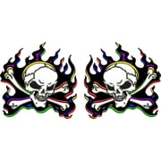 StickerTalk Colorful Flame Skull Vinyl Stickers, 1 sheet of 2 stickers, 3 inches x 3 inches each