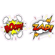 StickerTalk Comic Book Action Boom Zap Vinyl Stickers, 1 sheet of 2 stickers, 3.5 inches by 3.5 inches each