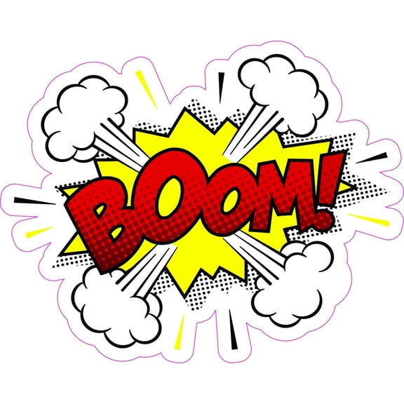 StickerTalk Comic Book BOOM Explosion Vinyl Sticker, 5 inches by 4 inches