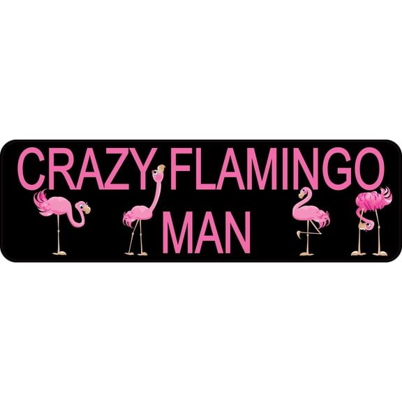 StickerTalk Crazy Flamingo Man Vinyl Sticker, 10 inches x 3 inches
