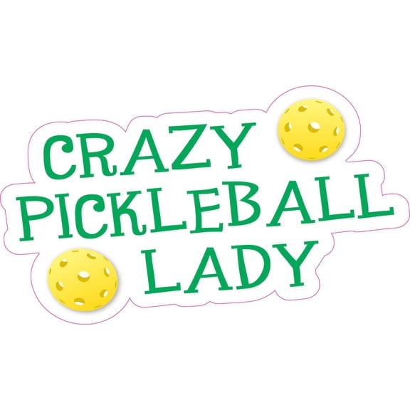 StickerTalk Crazy Pickleball Lady Vinyl Sticker, 6 inches x 3.5 inches