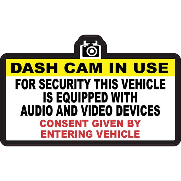 StickerTalk Dash Cam In Use Vinyl Sticker, 5 inches by 3 inches