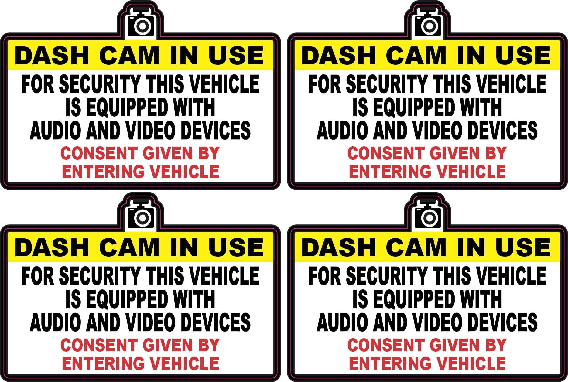 Self Service Sticker Camera StickerTalk Dash Cam In Use Vinyl Sticker Sheet, 3 inches by 2 inches ...