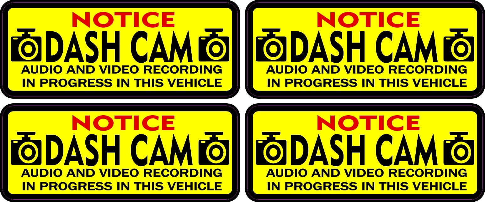 StickerTalk Dash Cam Notice Warning Vinyl Stickers, 1 sheet of 4 ...