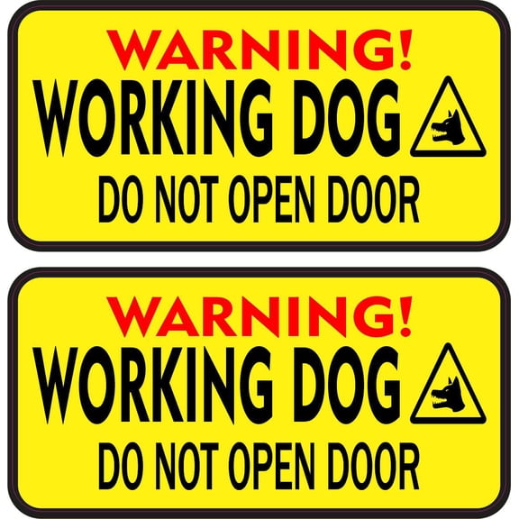StickerTalk Do Not Open Door Working Dog Vinyl Stickers, 1 sheet of 2 stickers, 4 inches x 2 inches each