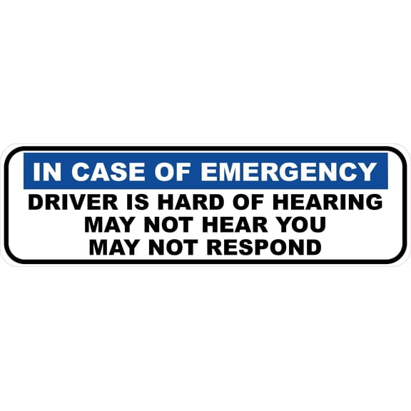 StickerTalk Driver Is Hard of Hearing Vinyl Sticker, 10 inches x 3 inches
