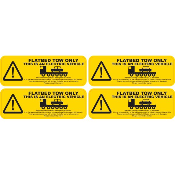 Tow Sticker Track StickerTalk Electric Vehicle Flatbed Tow Sticker, 1 sheet of 4, 3 ...