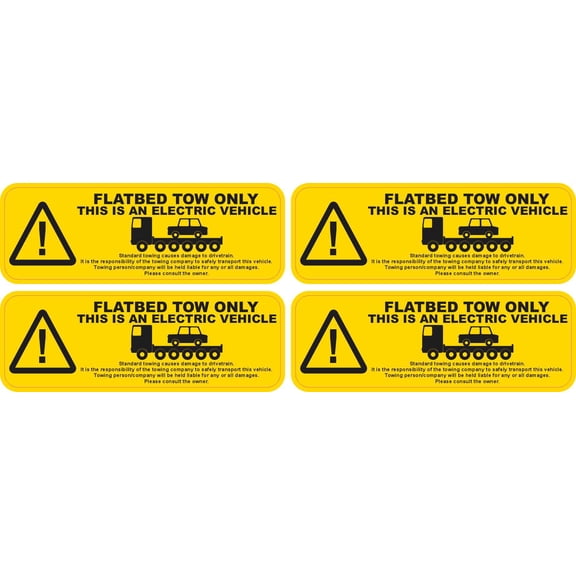 StickerTalk Electric Vehicle Flatbed Tow Sticker, 1 sheet of 4, 3 inches x 1 inch each