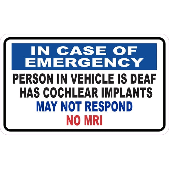 StickerTalk Emergency Cochlear Implants No MRI Vinyl Sticker, 5 inches x 3 inches