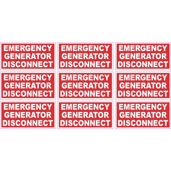 StickerTalk Emergency Generator Disconnect Sticker, 2x1 in