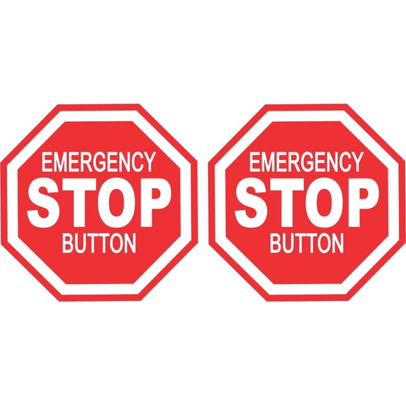 StickerTalk Emergency Stop Button Vinyl Stickers, 1 sheet of 2 s