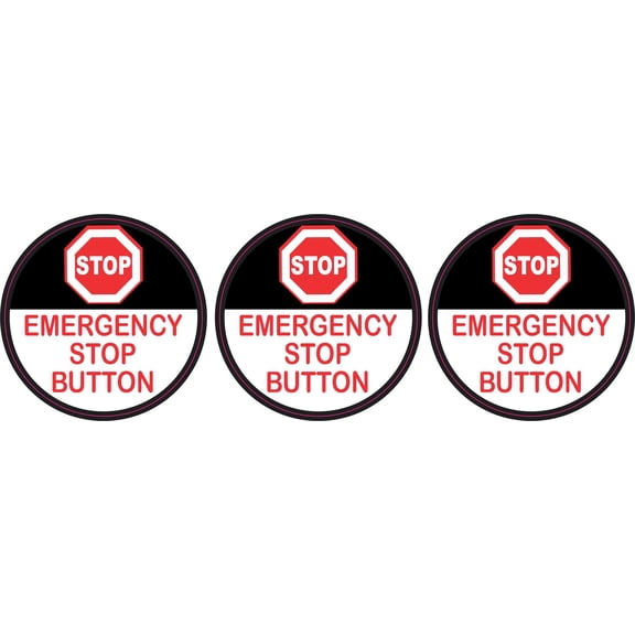 StickerTalk Emergency Stop Button Vinyl Stickers, 1 sheet of 3 s