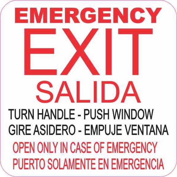 StickerTalk English Spanish Emergency Exit Magnet, 4 inches x 4 inches