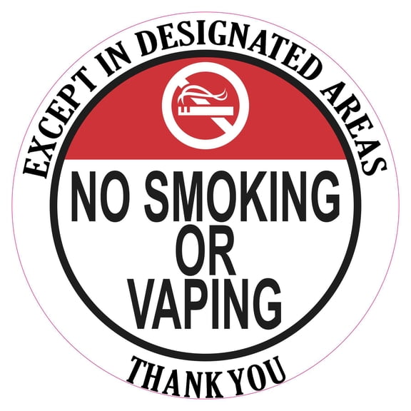 StickerTalk Except in Designated Areas No Smoking Vinyl Sticker, 5.65 inches x 5.65 inches