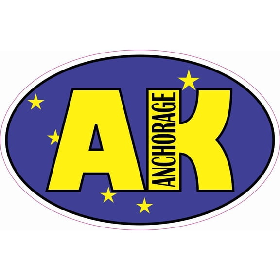 StickerTalk Flag Oval Anchorage AK Vinyl Sticker, 5 inches x 3.25 inches
