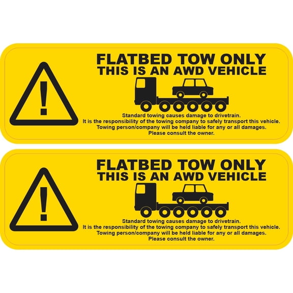 StickerTalk Flatbed Tow Only Vinyl Stickers, 1 sheet of 2 stickers, 6 inches x 2 inches each
